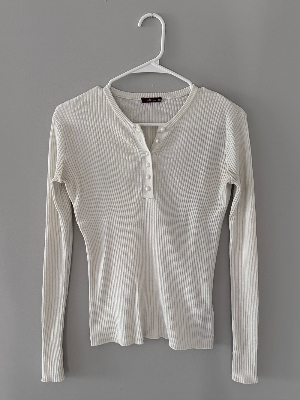 Ribbed Long-Sleeve Top - Ivory